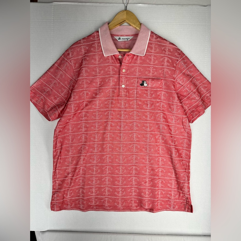 Classic Red Anchor Pattern Polo Shirt
